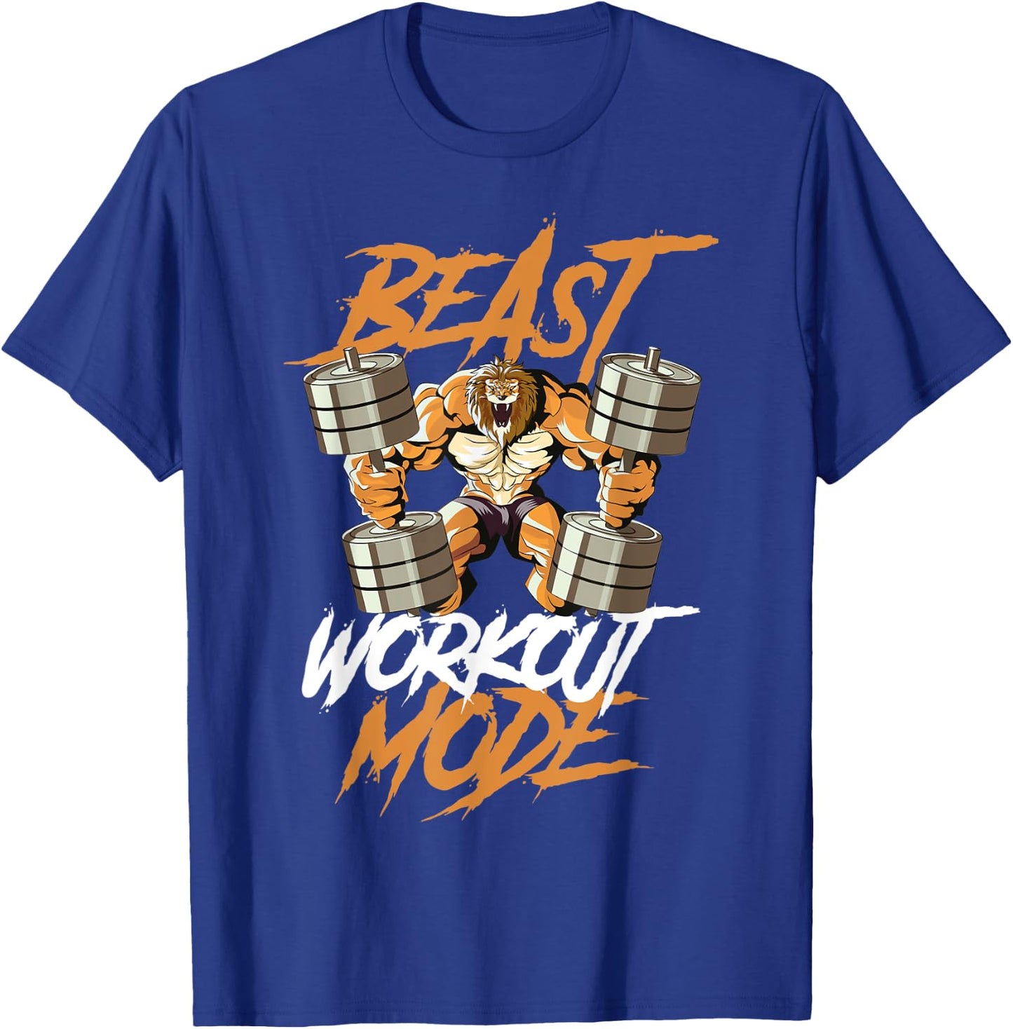 Lion Beast Workout Mode Lifting Weights Muscle Fitness Gym T-Shirt - T-Shirt | Royal