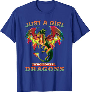 Just A Girl Who Loves Dragons Tween Teen Girl Women Gifts T-Shirt - T-Shirt | Royal