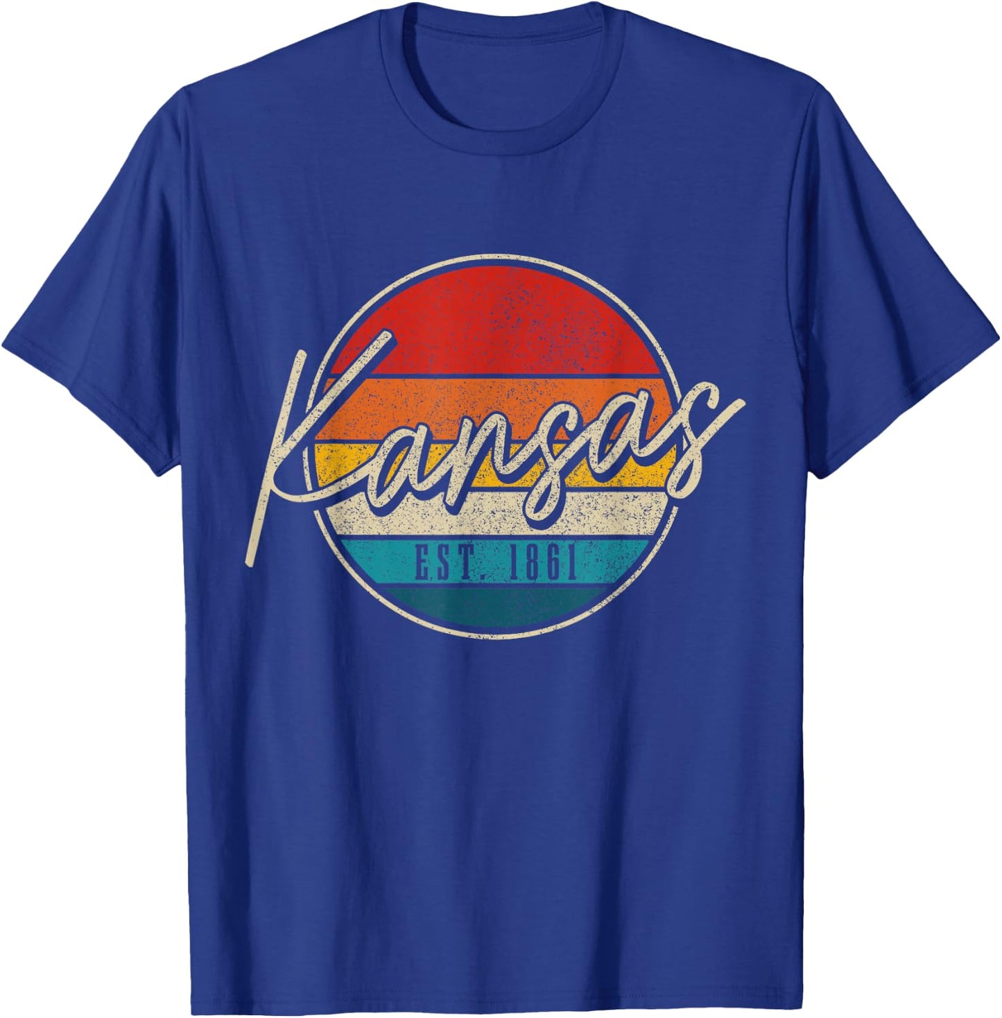 Kansas Est. 1861 Vintage USA America Souvenir T-Shirt - T-Shirt | Royal