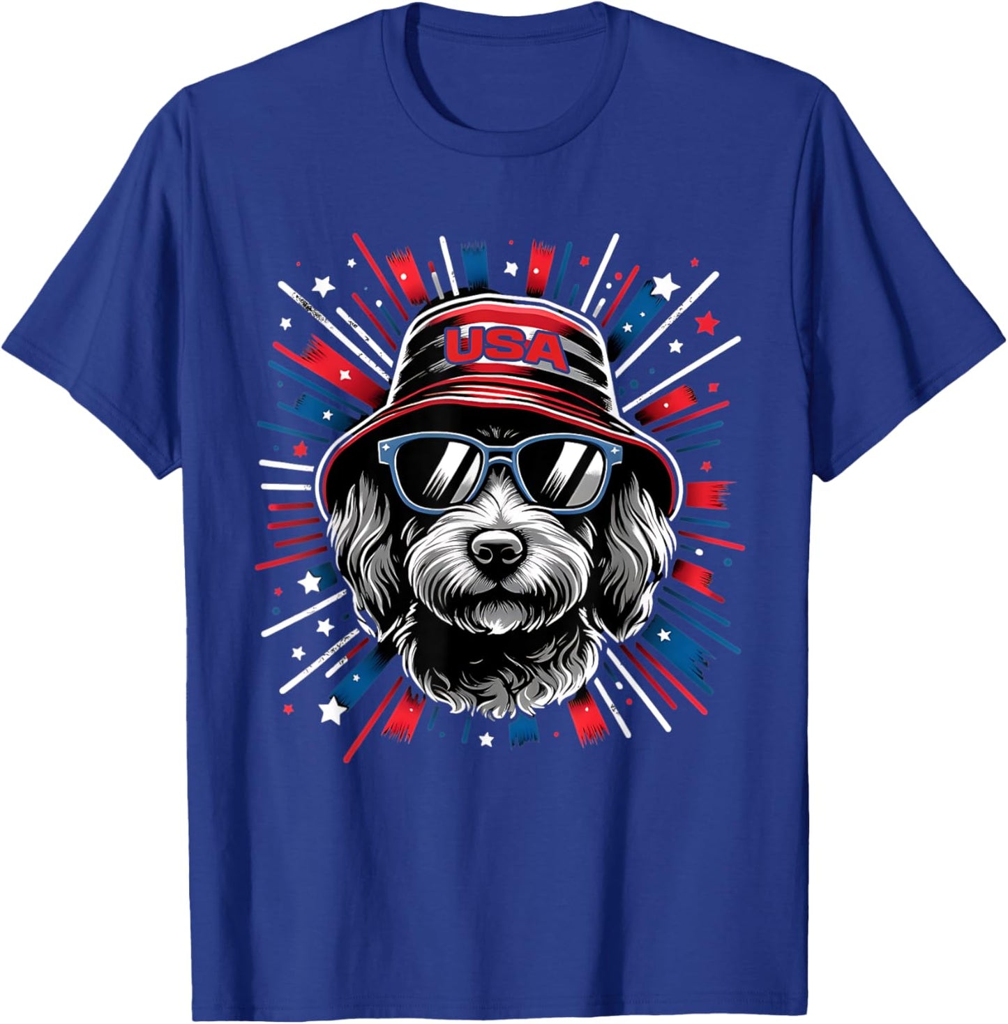Flag Patriotic USA 4th Of July Cool Dog Lover Mini Doodle Kids Men T-Shirt - T-Shirt | Royal