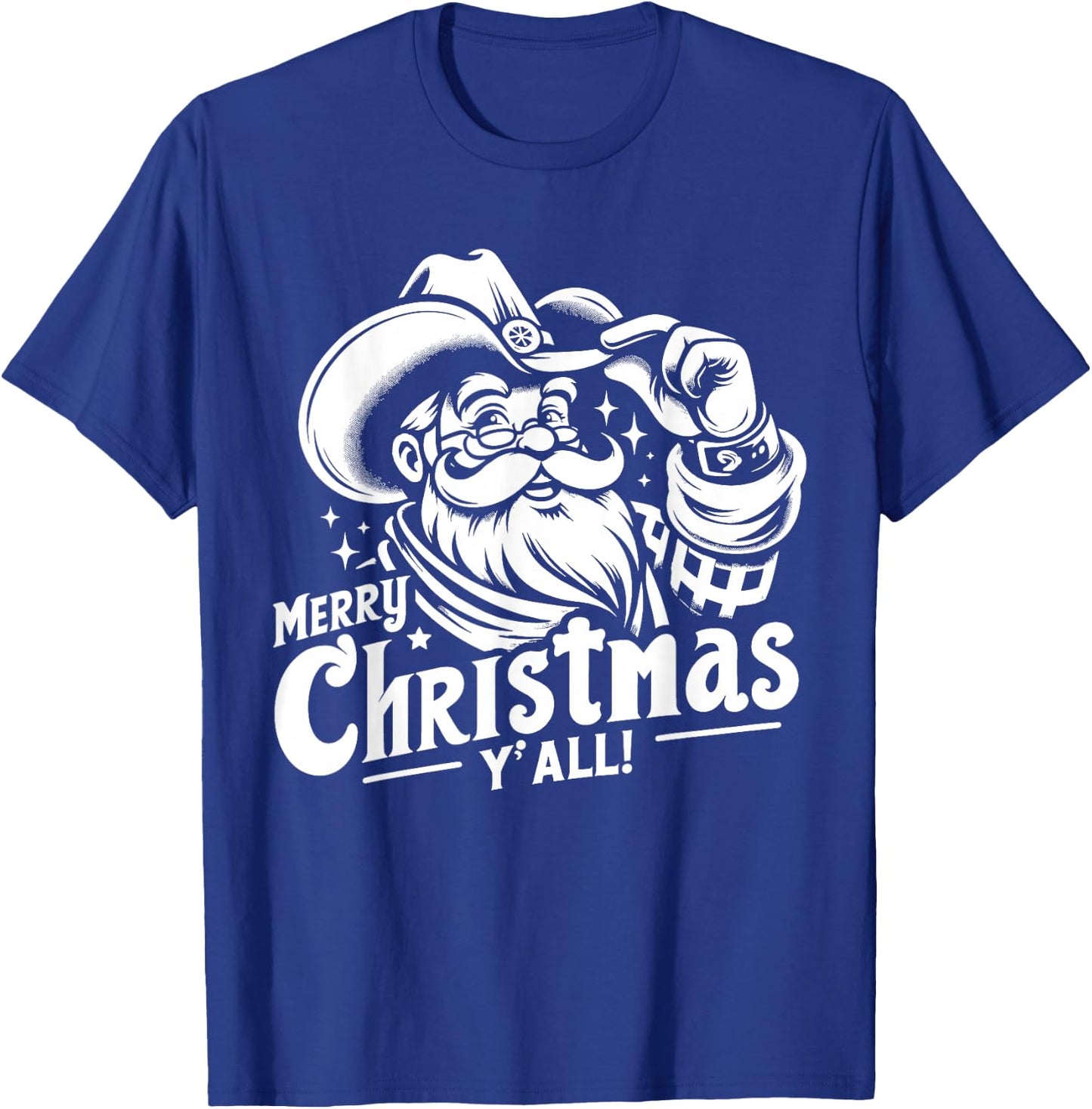 Cowboy Santa Merry Christmas Yall Western T-Shirt - T-Shirt | Royal