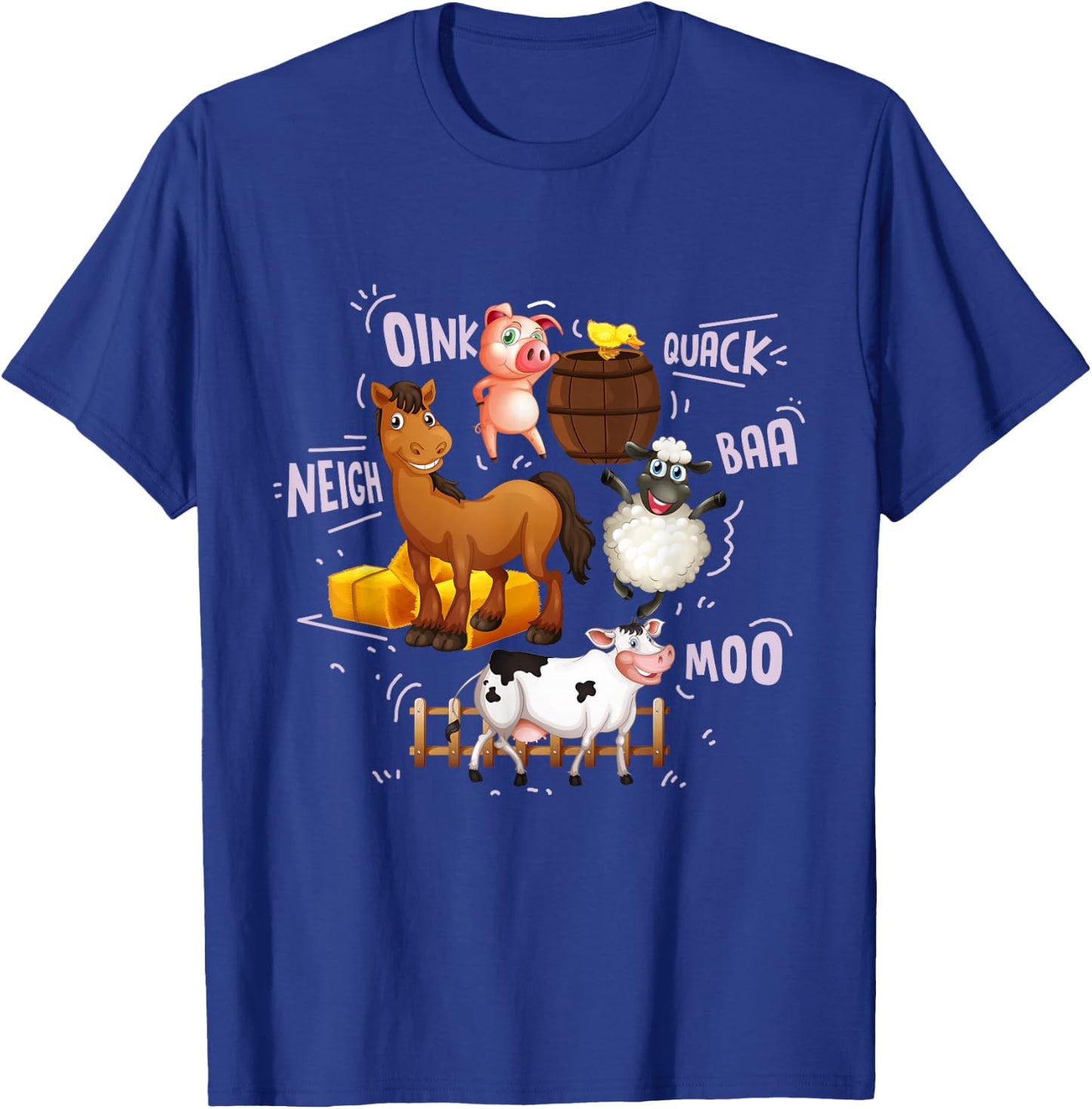 Cute Farm Animals With Sounds T-Shirt - T-Shirt | Royal