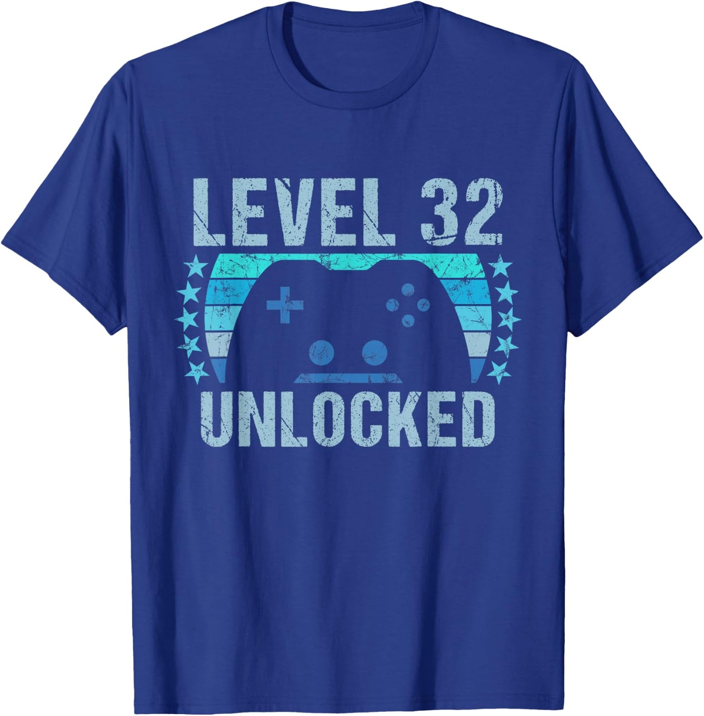 Gaming Vintage 32nd Birthday Gift 32 Year Old Boy Girl Gamer T-Shirt - T-Shirt | Royal