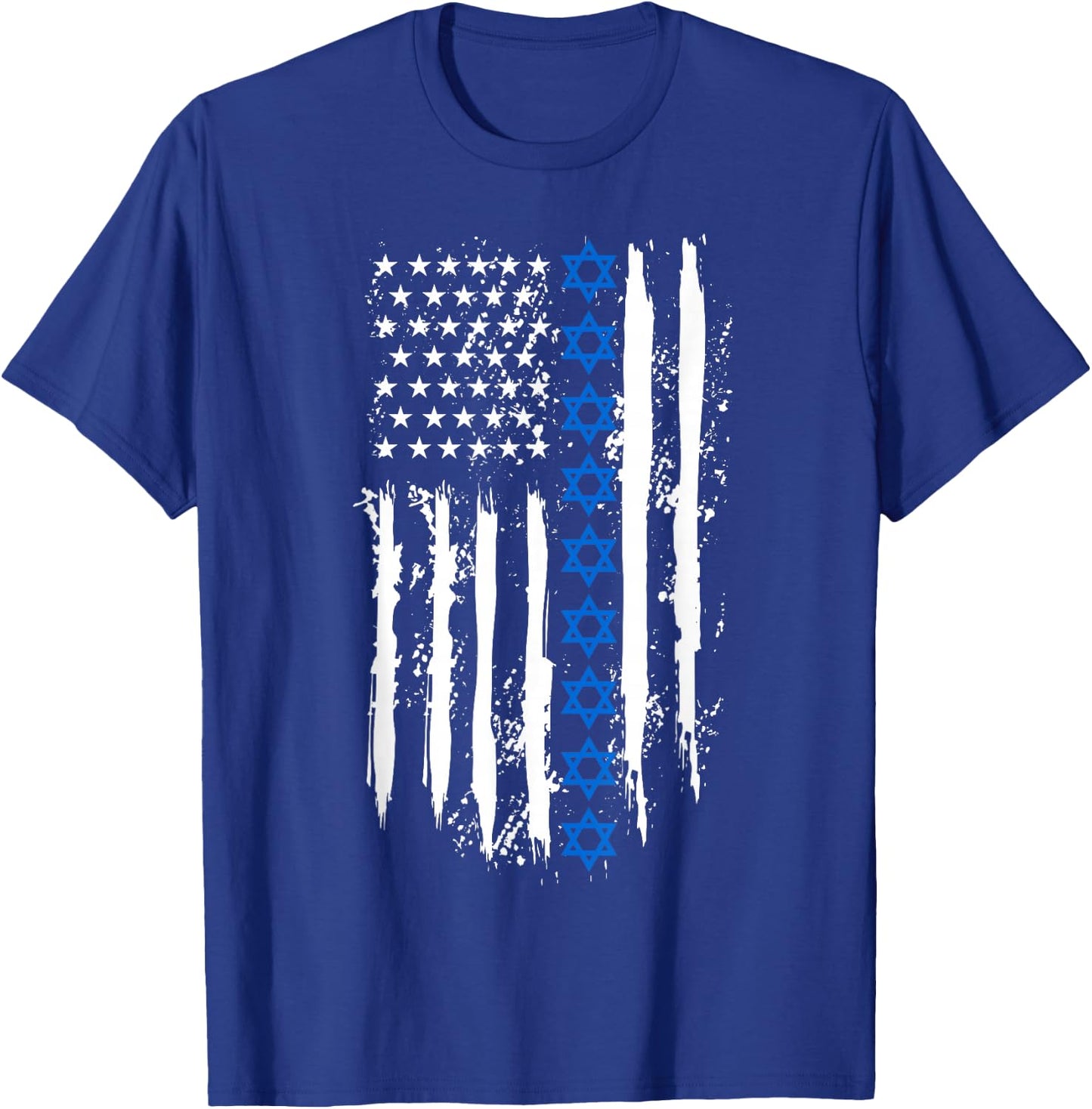 Israel Independence Star of David US American Flag Patriotic T-Shirt - T-Shirt | Royal