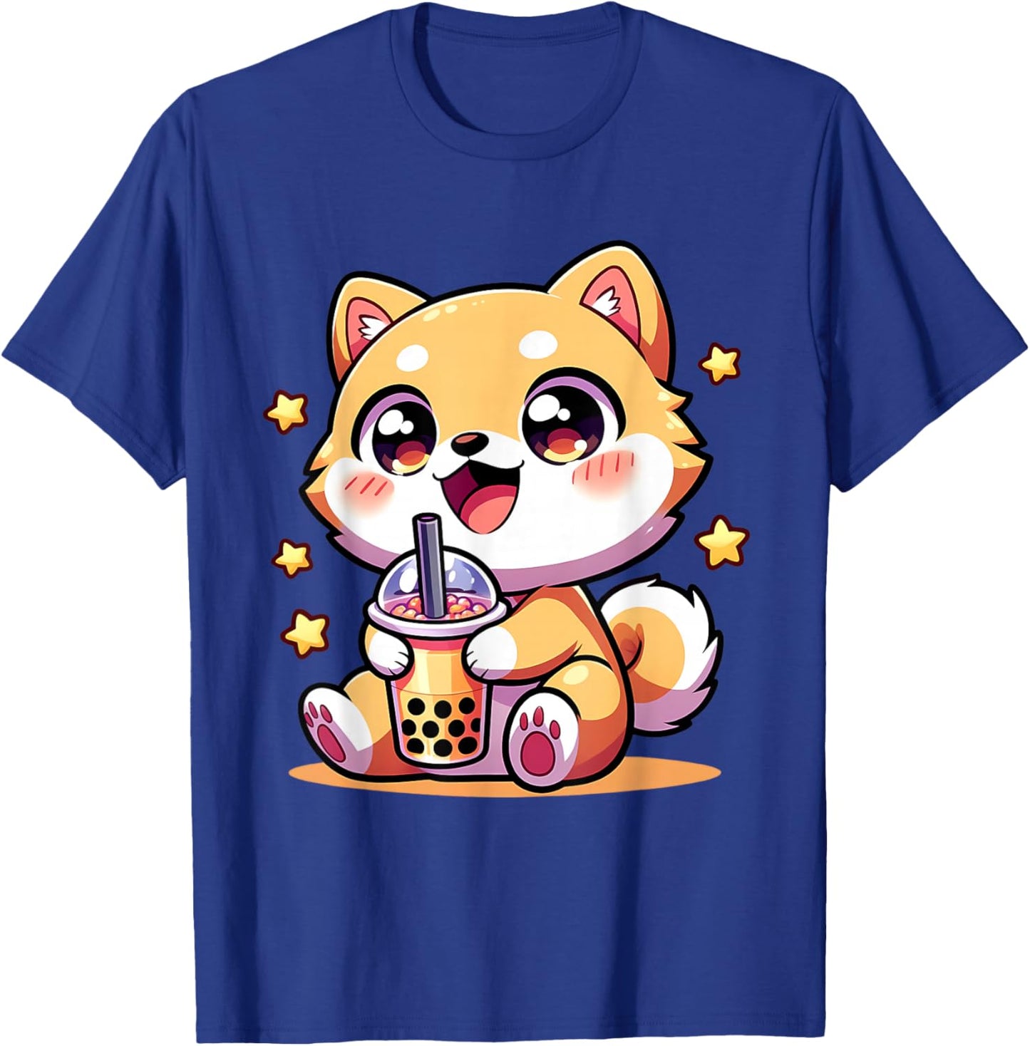 Kawaii Shiba Inu Dog Bubble Tea Anime Chibi T-Shirt - T-Shirt | Royal
