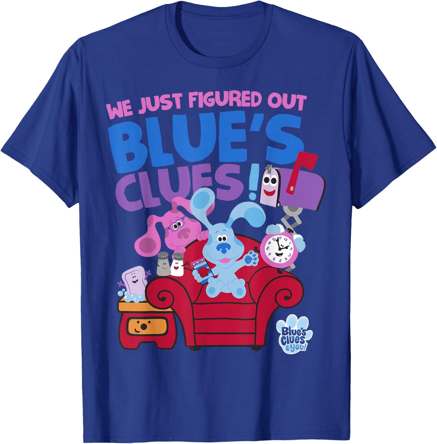 Blue's Clues & You Group Shot Just Figured Out Blue's Clues T-Shirt - T-Shirt | Royal