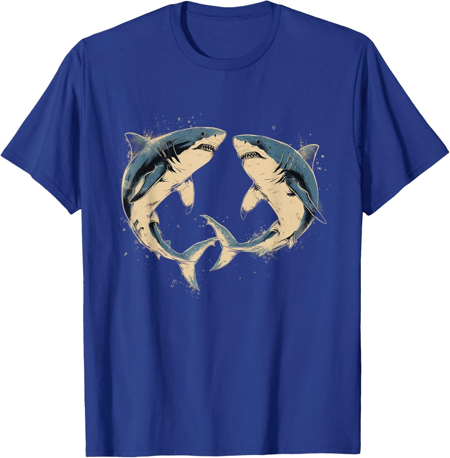 Vintage Shark Silhouette Hammerhead Shark Tiger Shark Heart T-Shirt - T-Shirt | Royal