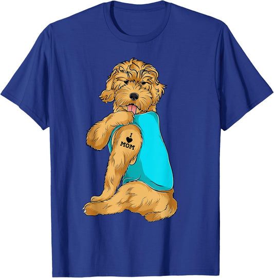 Goldendoodle I Love Mom Tattoo Apparel Dog Mom Gifts T-Shirt - T-Shirt | Royal