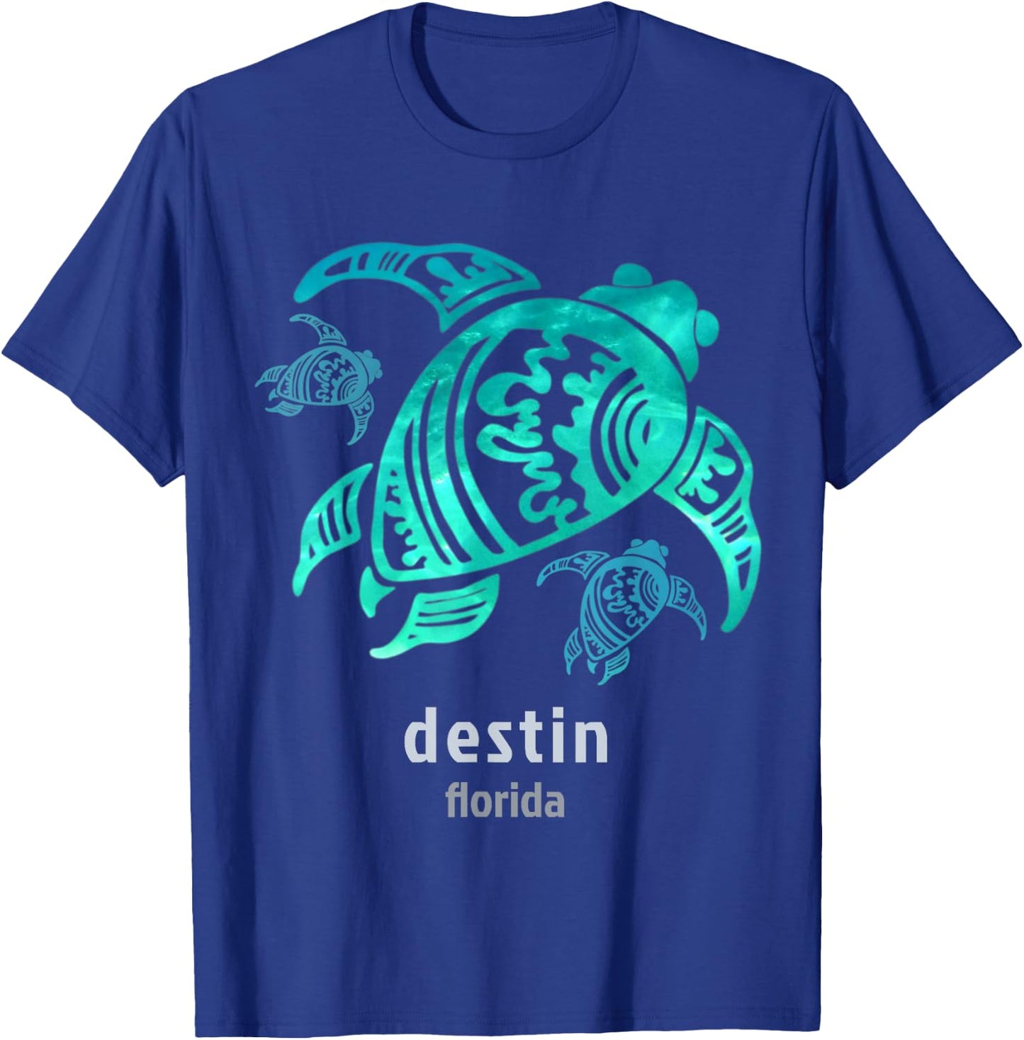 Destin Florida Sea Blue Tribal Turtle T-Shirt - T-Shirt | Royal