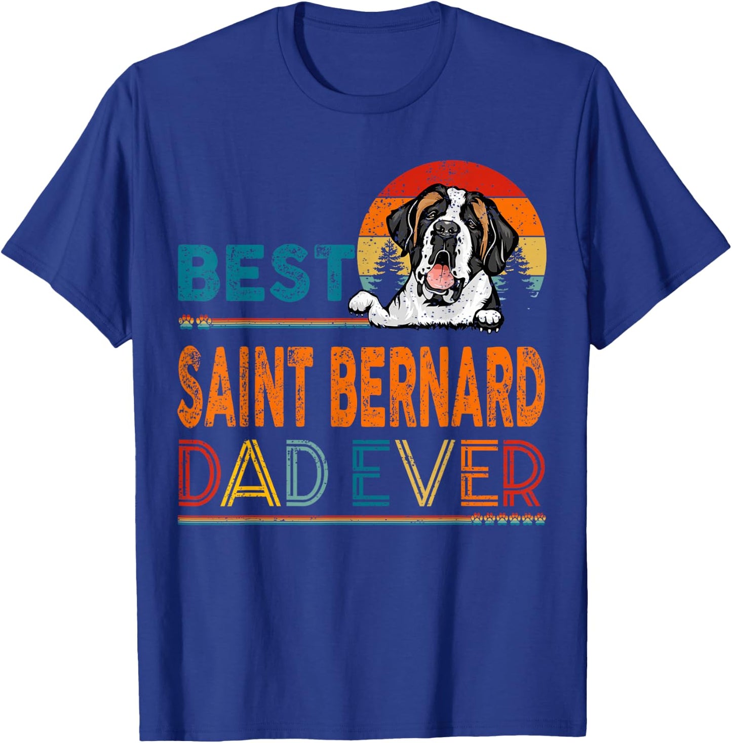 Best Saint Bernard Dad Ever Vintage Father's Day Dog Lover T-Shirt - T-Shirt | Royal