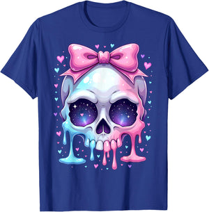 Kawaii Pastel Goth Creepy Bowtie Girl Skull Halloween T-Shirt - T-Shirt | Royal