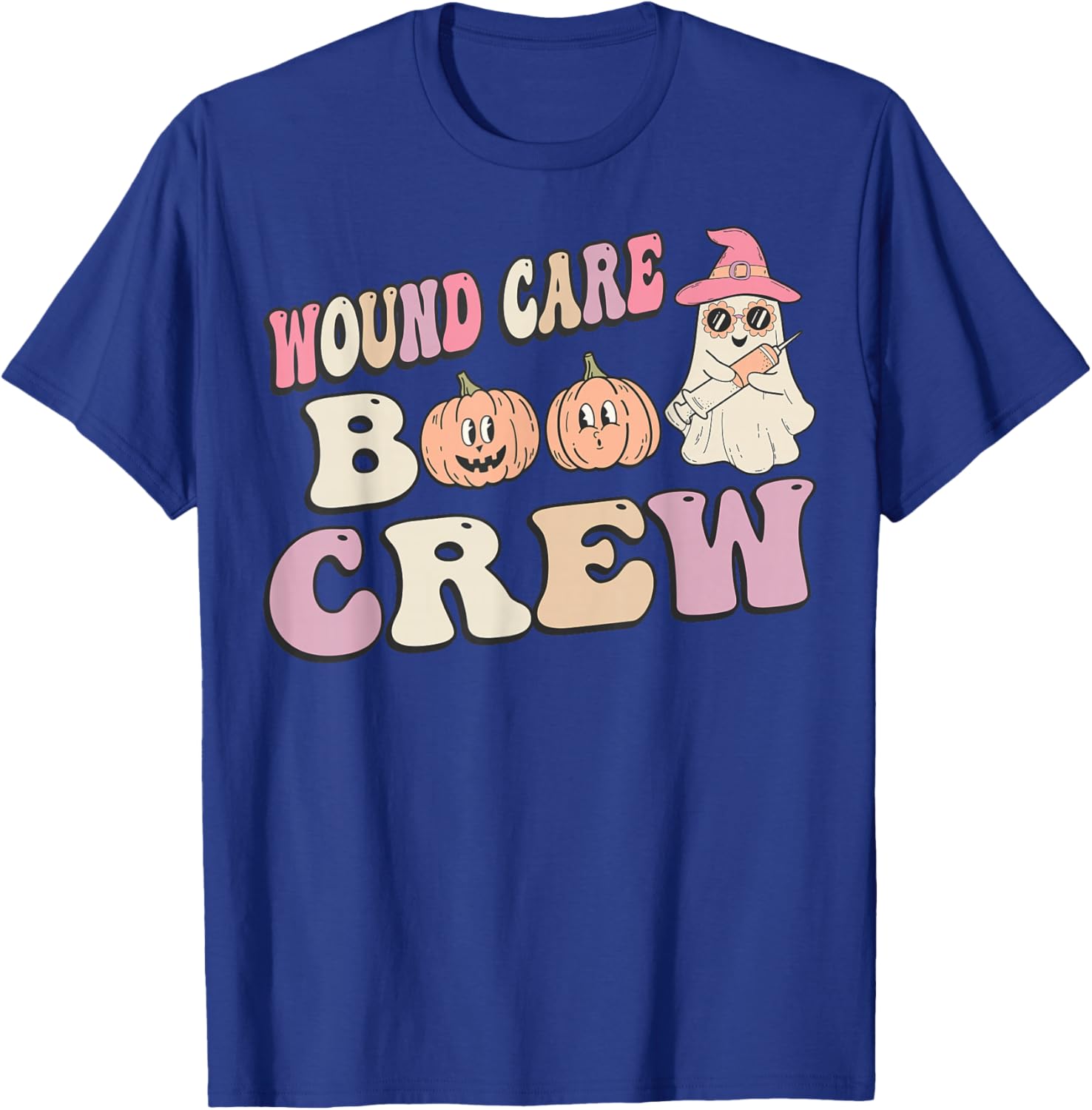 Groovy Boo Crew Wound Care Funny Ghost Halloween Nurse T-Shirt - T-Shirt | Royal