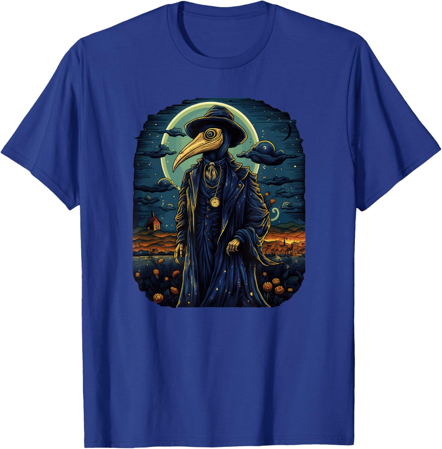 Funny Plague Doctor Starry Night Van Gogh leeches medical T-Shirt - T-Shirt | Royal
