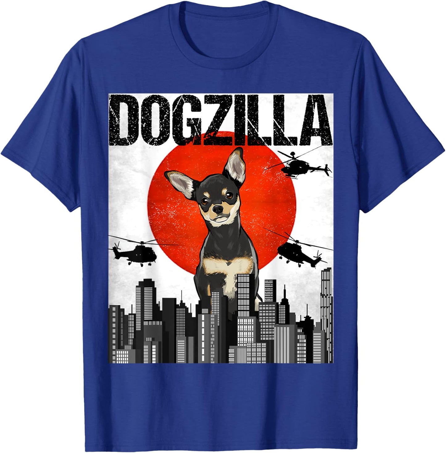 Funny Vintage Japanese Dogzilla Black Chihuahua T-Shirt - T-Shirt | Royal