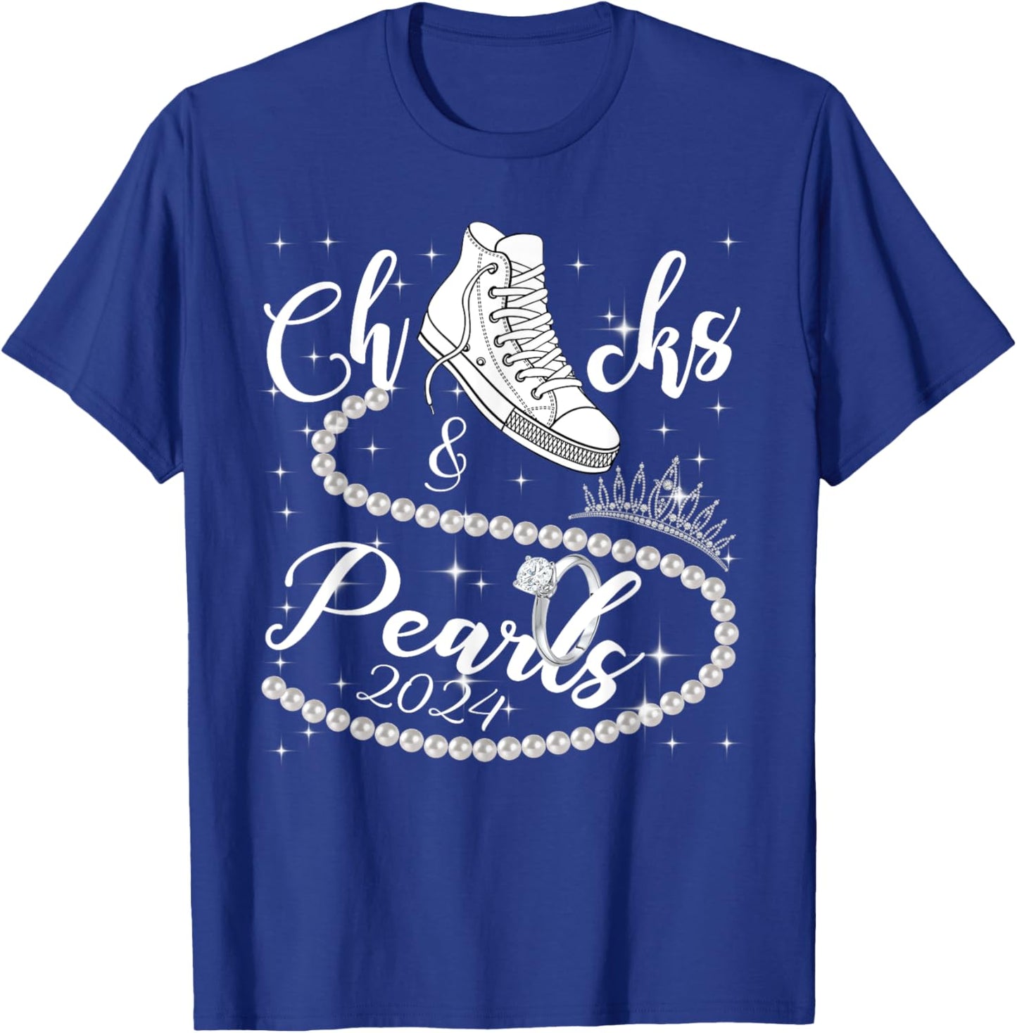 Chucks And Pearls 2024 Kamala Harris 2024 Vote For President T-Shirt - T-Shirt | Royal