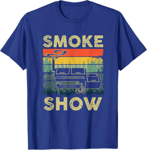 Smoke Show Funny Bbq Smoker Grilling Meat Smoking Retro T-Shirt - T-Shirt | Royal