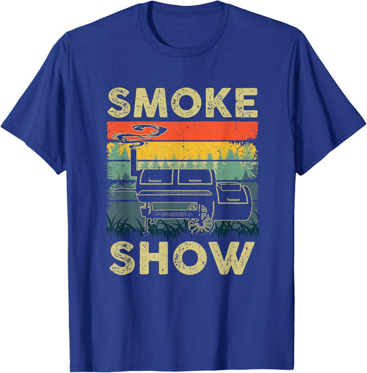 Smoke Show Funny Bbq Smoker Grilling Meat Smoking Retro T-Shirt - T-Shirt | Royal
