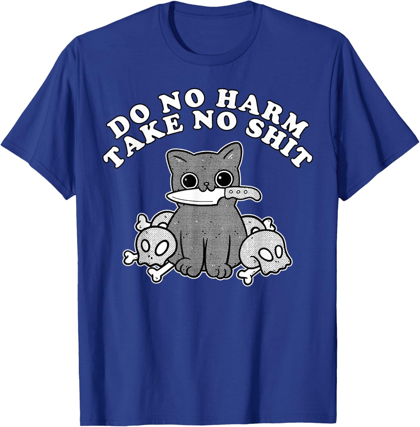 Vintage Retro Do No Harm Take No Shit Funny Cat Humor Gift Men Women T-Shirt - T-Shirt | Royal