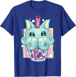 Kawaii Pastel Goth Creepy Creature Boba Bubble Tea Vaporwave T-Shirt - T-Shirt | Royal
