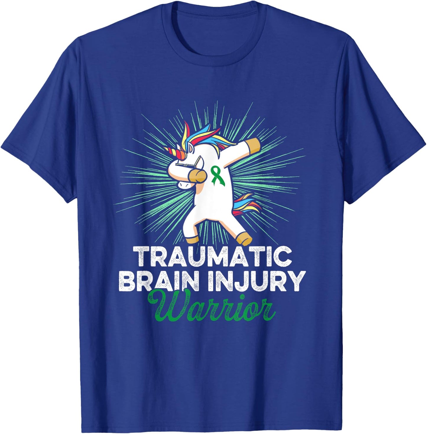 Traumatic Brain Injury Survivor Unicorn TBI Warrior T-Shirt - T-Shirt | Royal