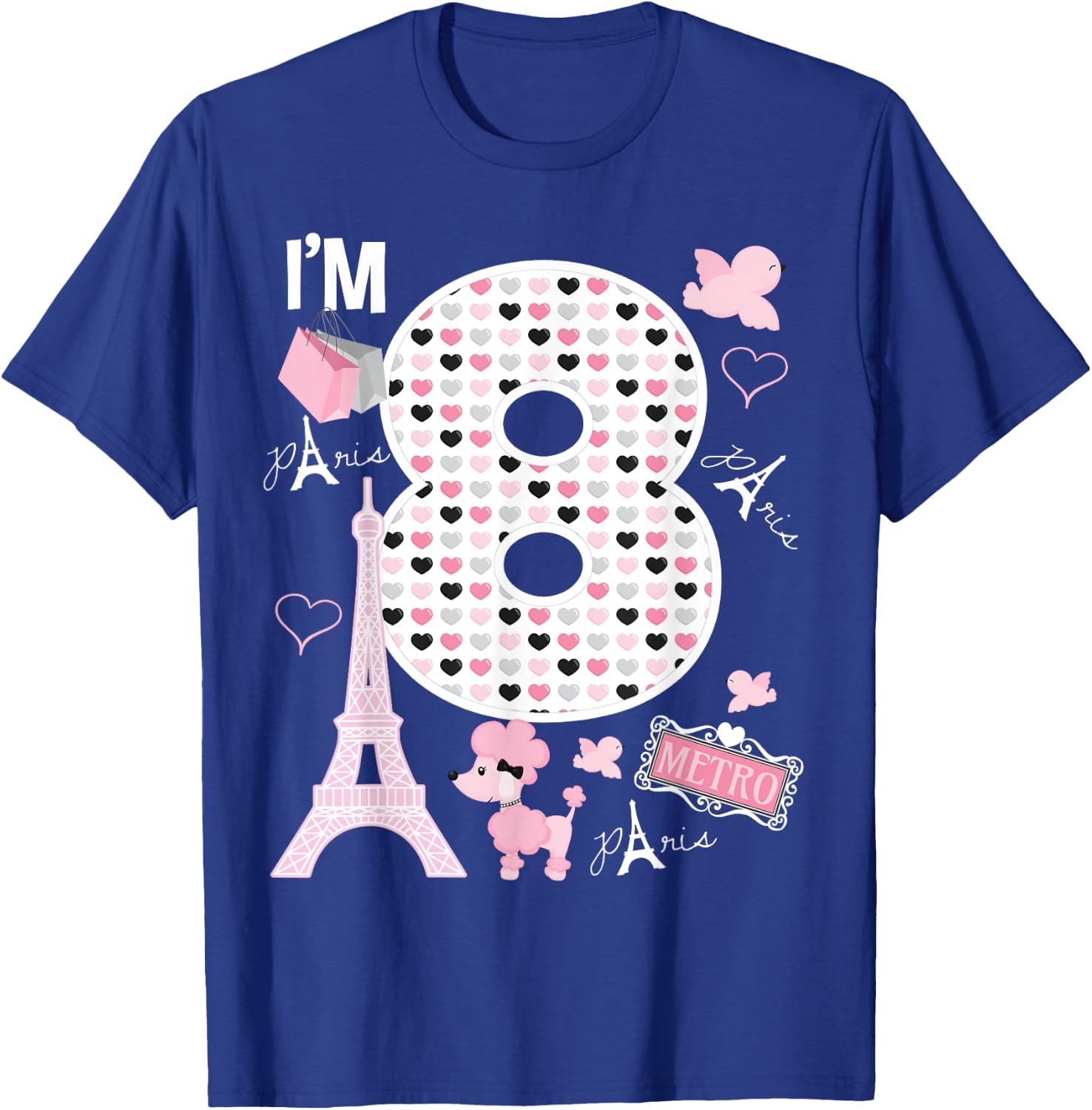 Paris 8th Birthday Girl Paris 8 Year Old Matching Family T-Shirt - T-Shirt | Royal