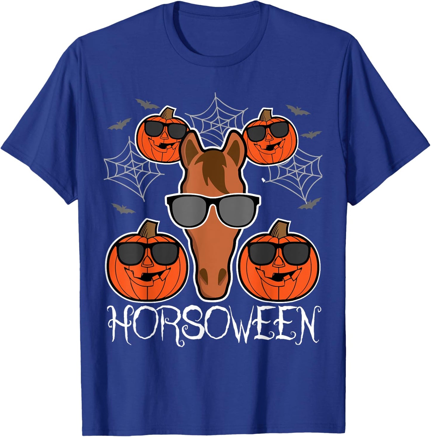 Horsoween - Pumpkin Pony with Glasses Horse Halloween T-Shirt - T-Shirt | Royal