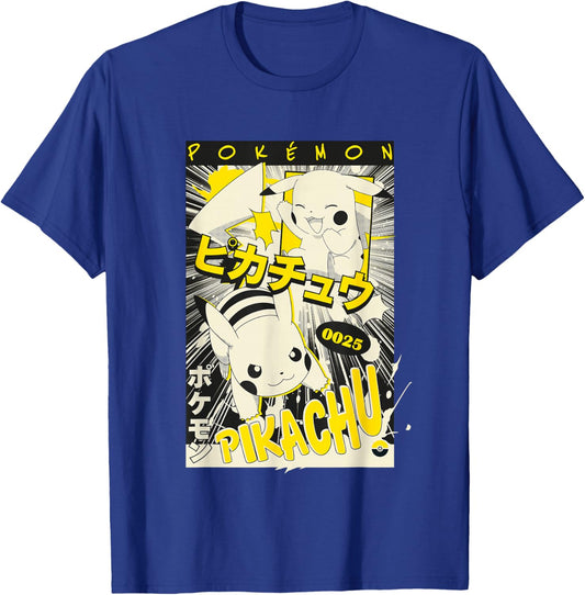 Pokémon Pikachu 0025 Kanji Vintage Manga Page Poster T-Shirt - T-Shirt | Royal