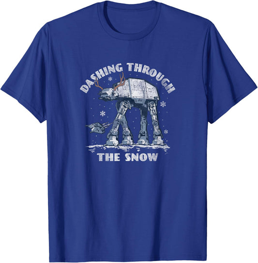 Star Wars Christmas AT-AT Walker Dashing Through The Snow T-Shirt - T-Shirt | Royal