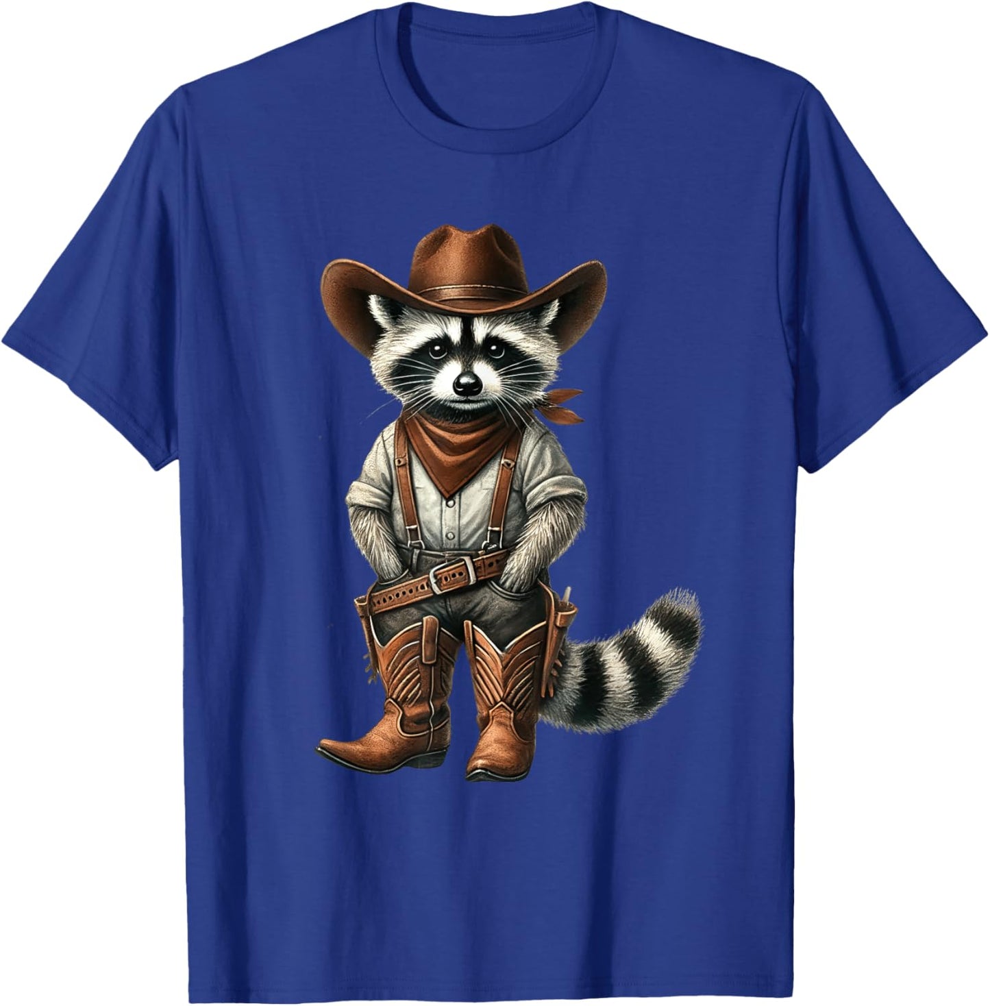 Vintage Raccoon Cowboy Funny Trash Cat Panda Western Country T-Shirt - T-Shirt | Royal