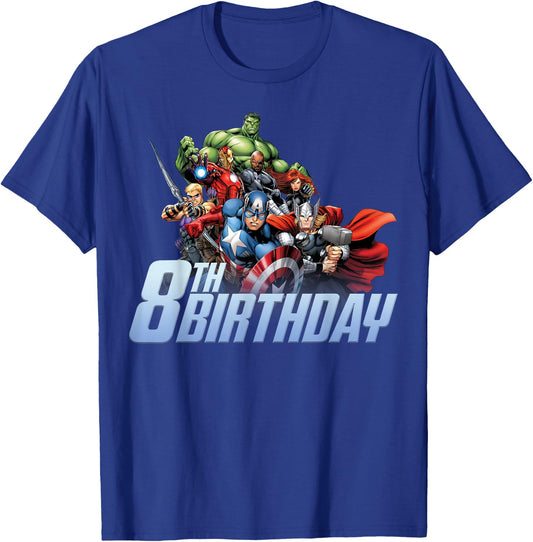 Marvel Avengers Action Shot 8th Birthday T-Shirt - T-Shirt | Royal
