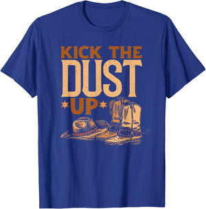 Kick The Dust Up - Vintage Cowboys Western Line Dancing T-Shirt - T-Shirt | Royal