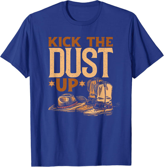 Kick The Dust Up - Vintage Cowboys Western Line Dancing T-Shirt - T-Shirt | Royal