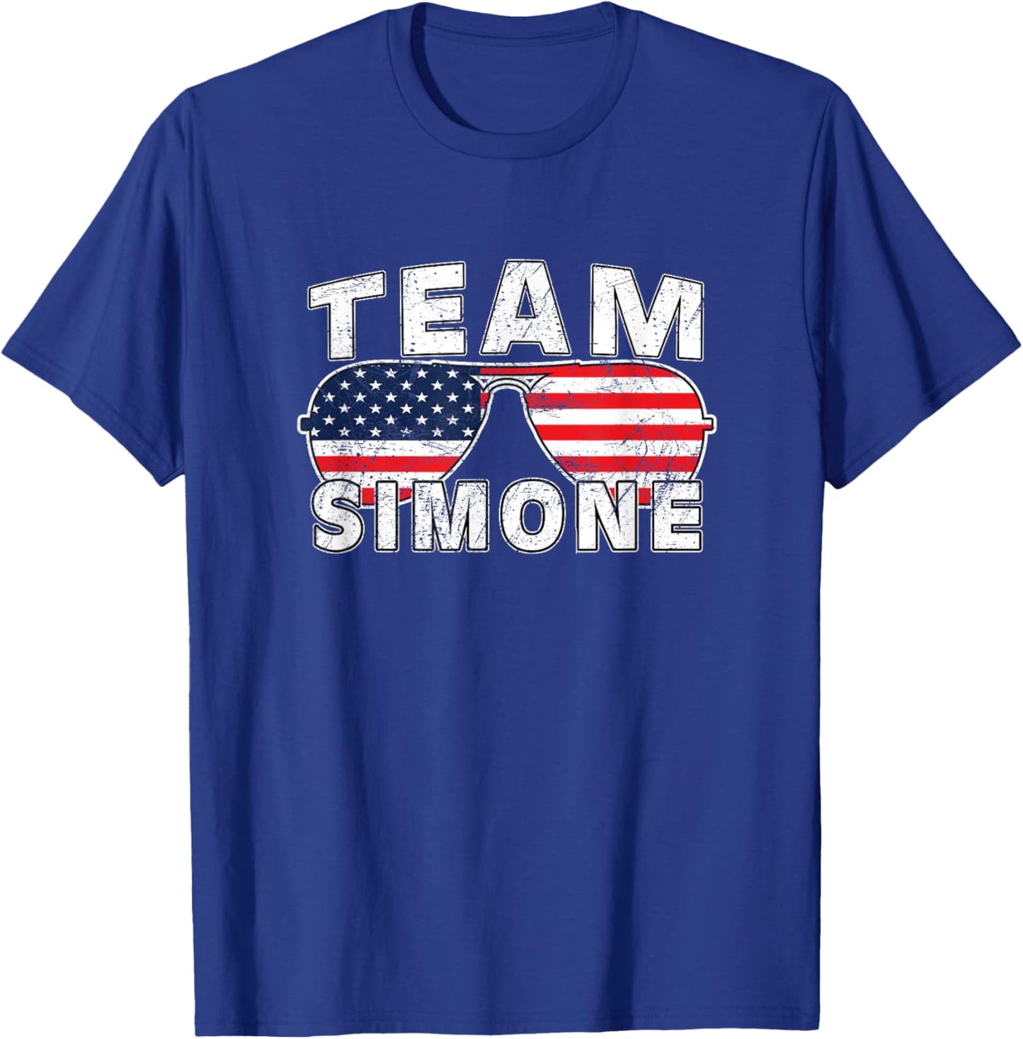 Team Simone Shirt USA Flag Sunglasses Support Vintage Style T-Shirt - T-Shirt | Royal