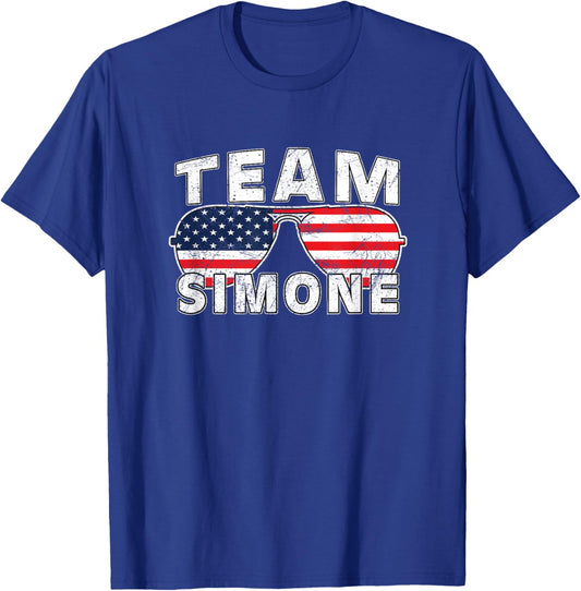 Team Simone Shirt USA Flag Sunglasses Support Vintage Style T-Shirt - T-Shirt | Royal