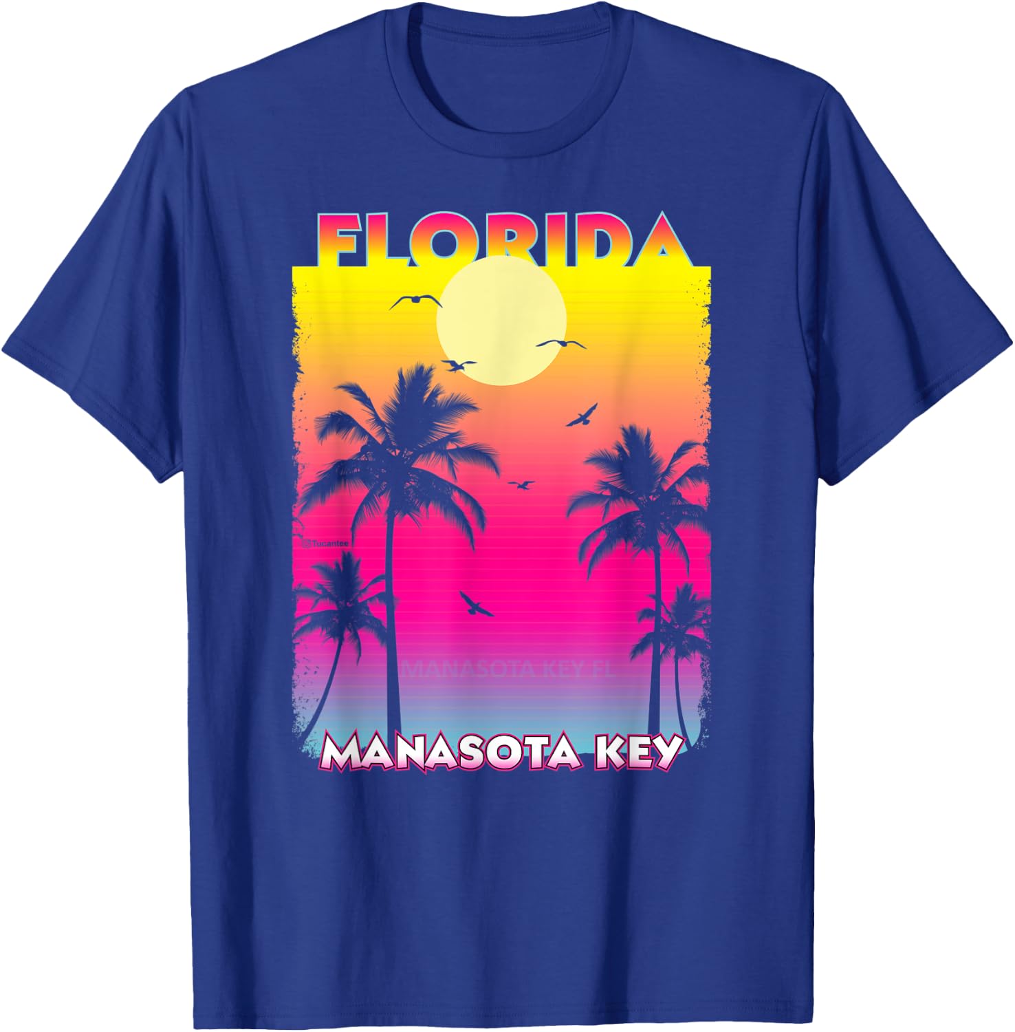 Manasota key Florida Fl summer vintage Sunset T-Shirt - T-Shirt | Royal