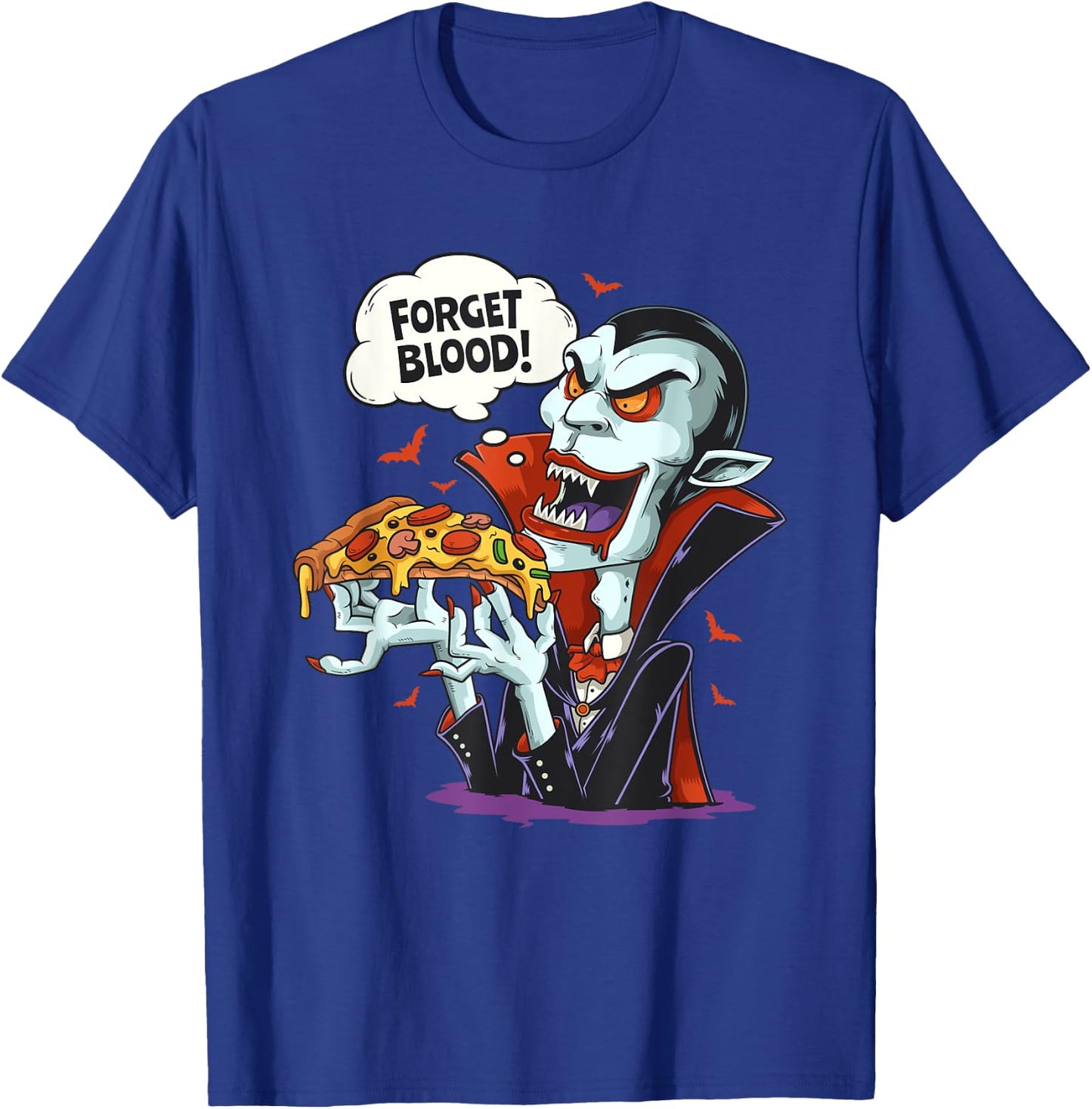 Funny Vampire Eating Pizza Halloween Lounger Costume T-Shirt - T-Shirt | Royal