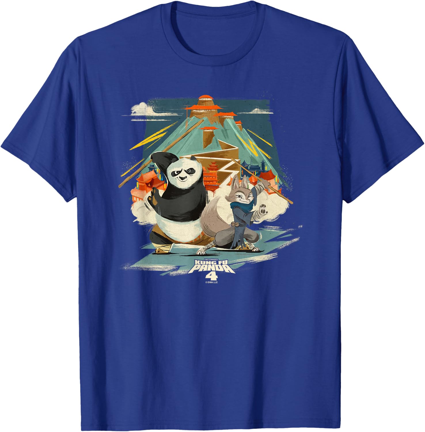 Kung Fu Panda 4 Po & Zhen Valley Of Peace Vintage Portrait T-Shirt - T-Shirt | Royal