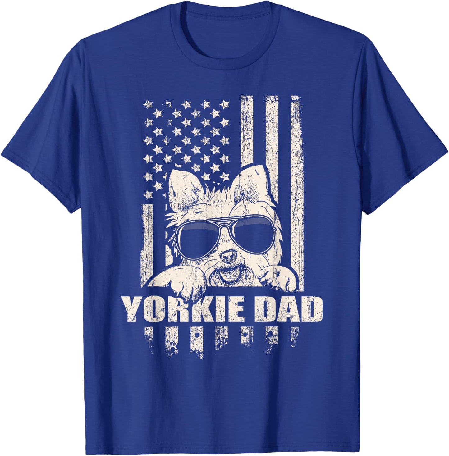 Yorkie Dad Cool Vintage Retro Proud American T-Shirt - T-Shirt | Royal