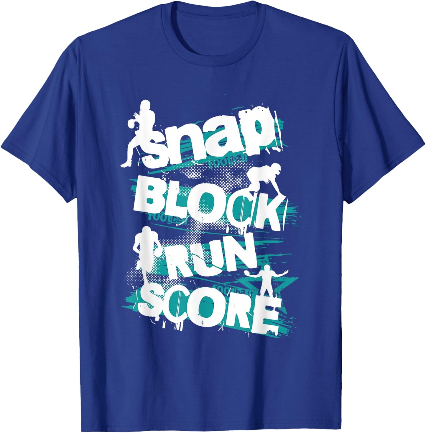 White and Teal Football Sport Fan Grungy Graphic T-Shirt - T-Shirt | Royal