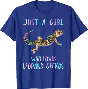 Cute Watercolor Lizard Just A Girl Who Loves Leopard Geckos T-Shirt - T-Shirt | Royal