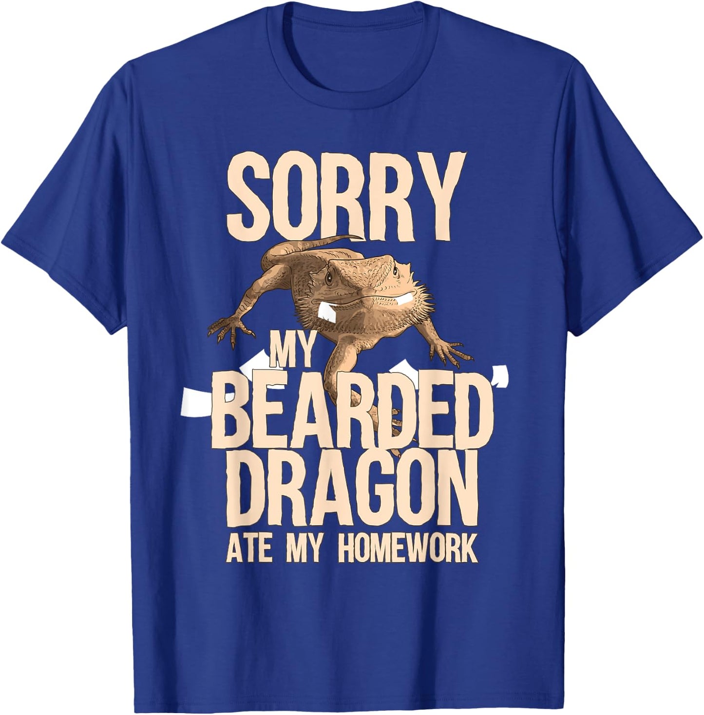 Funny Bearded Dragon Gift Men Women Kid Cool Homework Gag T-Shirt - T-Shirt | Royal