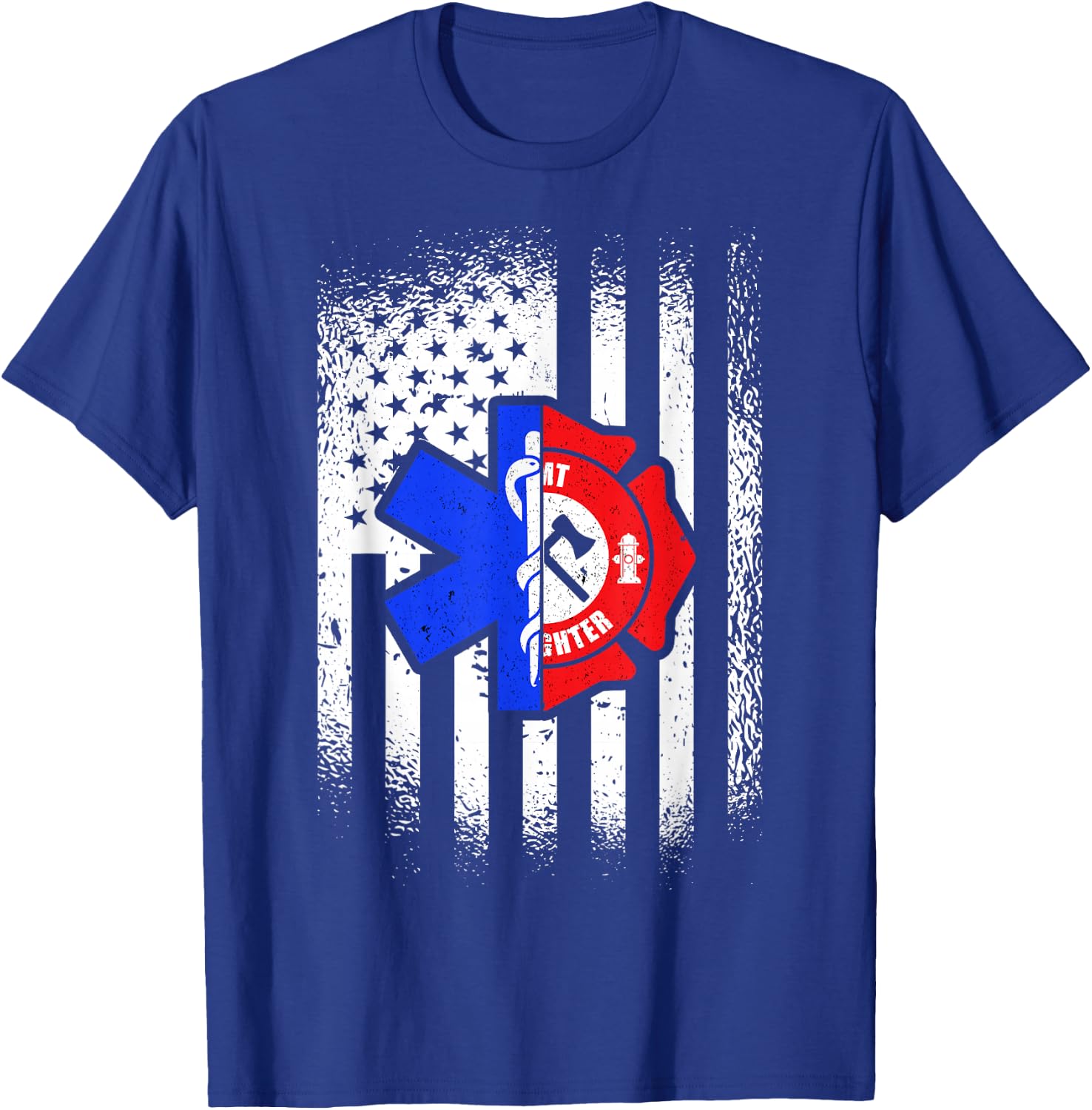 EMT American Flag First Responder Paramedic T-Shirt - T-Shirt | Royal