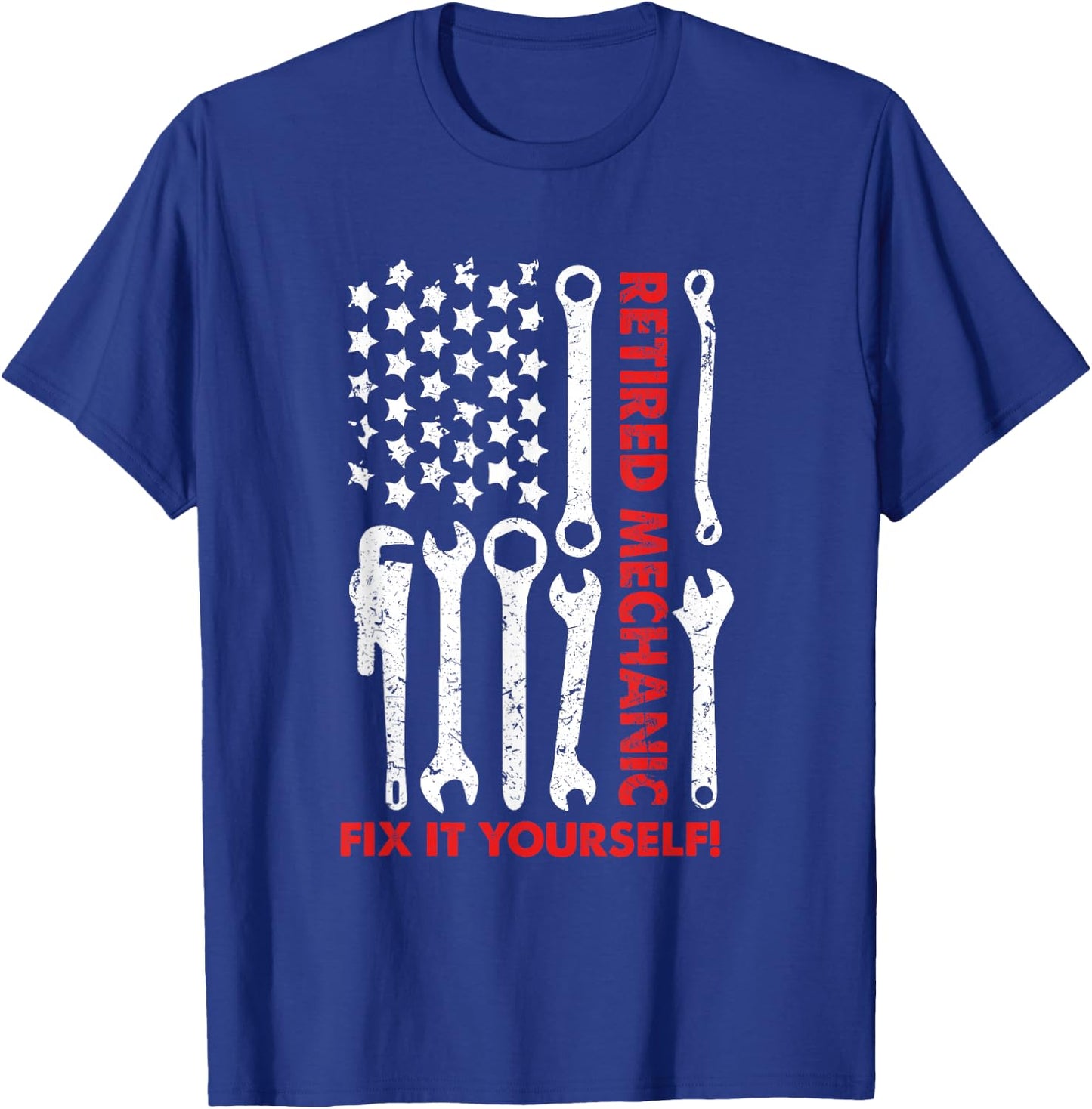 Ph America Flag Retired Mechanic 2021 Retirement T-Shirt - T-Shirt | Royal