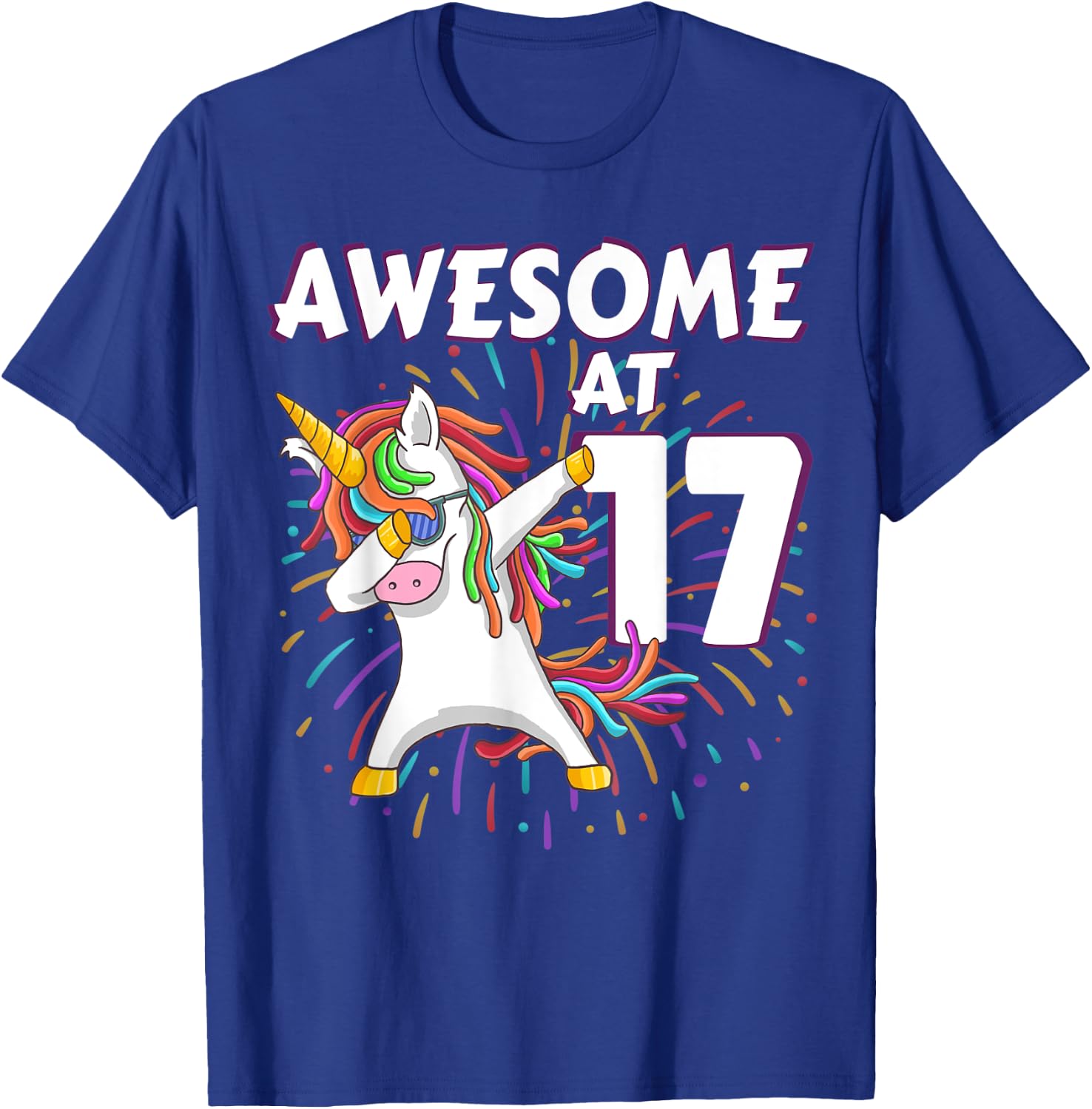 Unicorn Dabbing 17th Birthday Shirt for 17 Year Old Teenager T-Shirt - T-Shirt | Royal