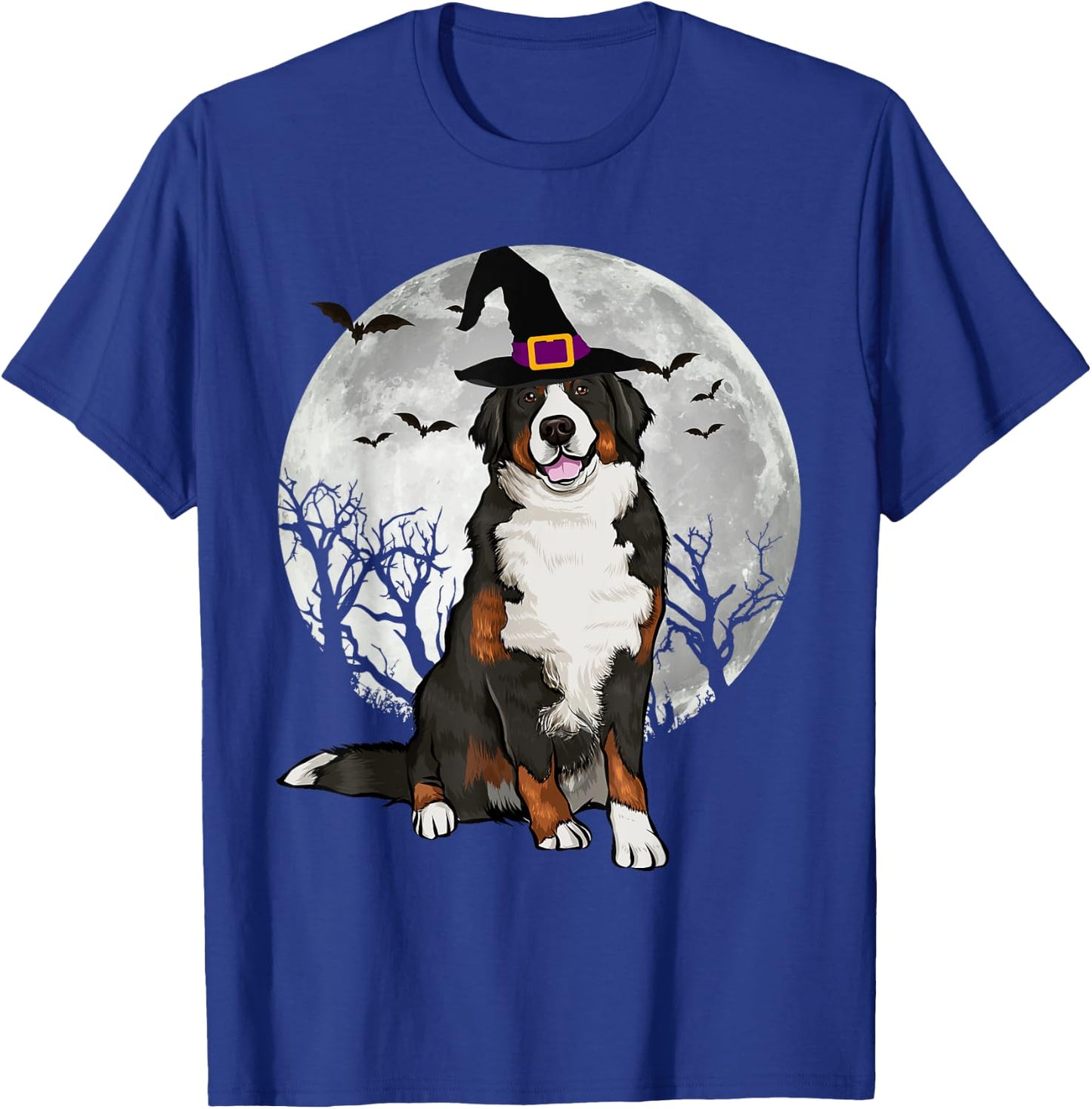 Scary Bernese Mountain Dog Witch Hat Halloween Women T-Shirt - T-Shirt | Royal