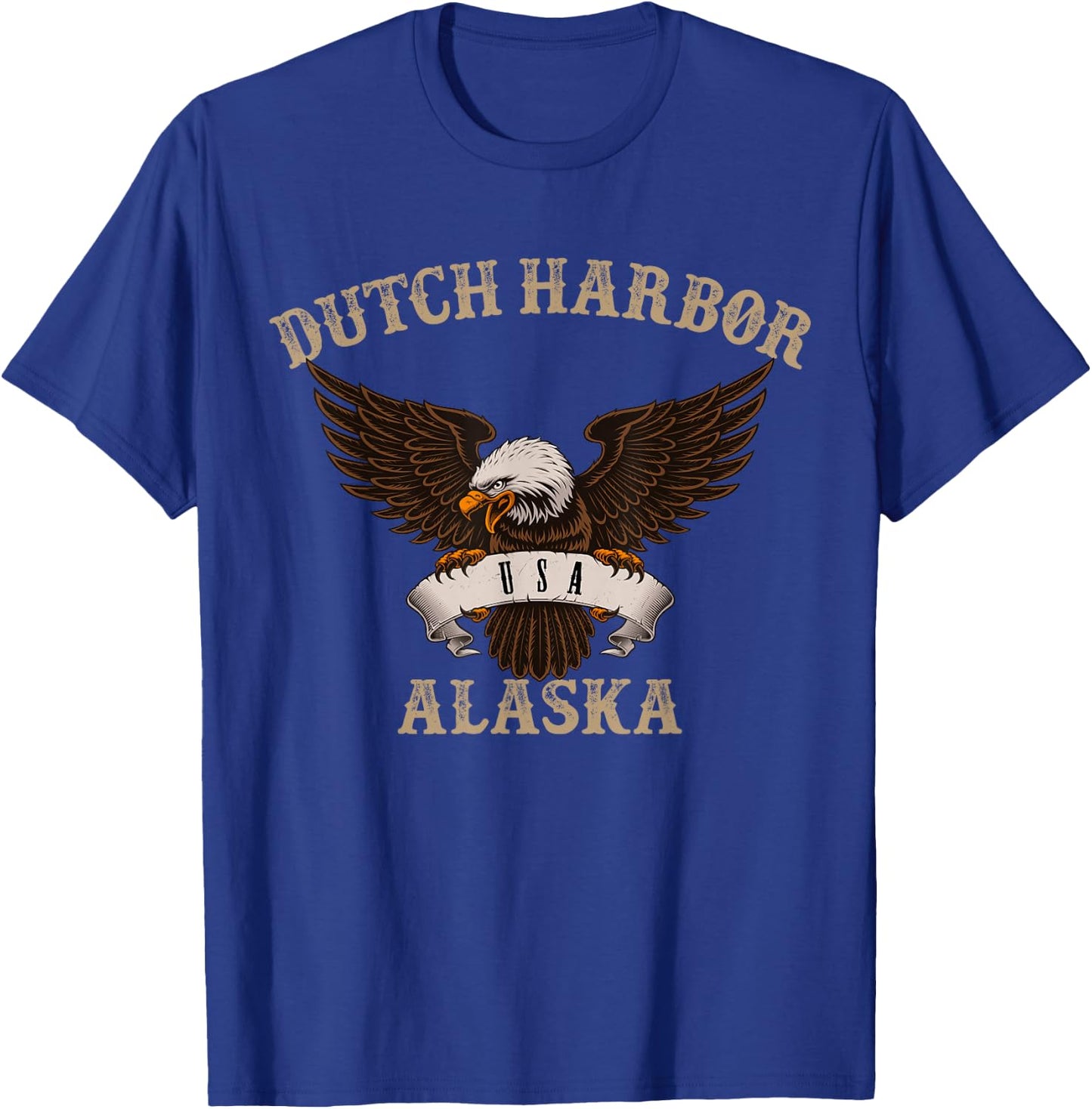 Dutch Harbor Alaska USA Bald Eagle T-Shirt - T-Shirt | Royal