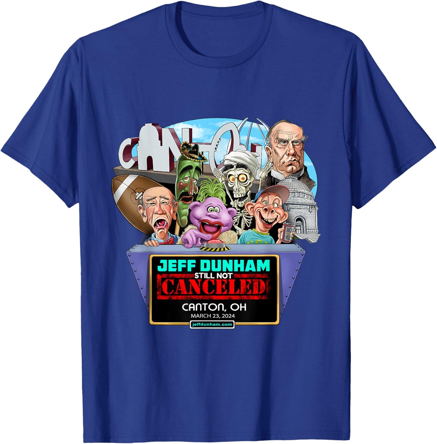 Jeff Dunham Canton, OH (2024) T-Shirt - T-Shirt | Royal