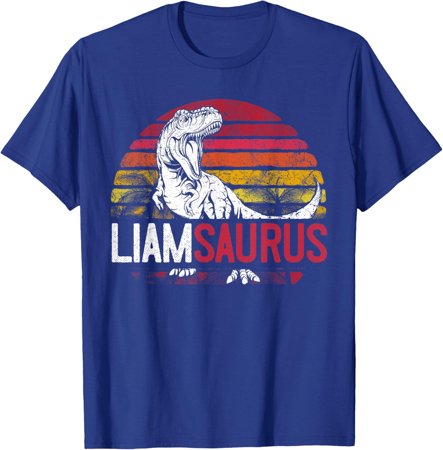 Liam Saurus Funny Personalized Dinosaur T Rex Name Boys Gift T-Shirt - T-Shirt | Royal