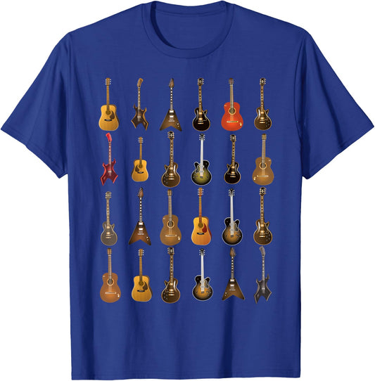 Funny Rock & Roll Guitars Cute Musical Instrument Gift Kids T-Shirt - T-Shirt | Royal