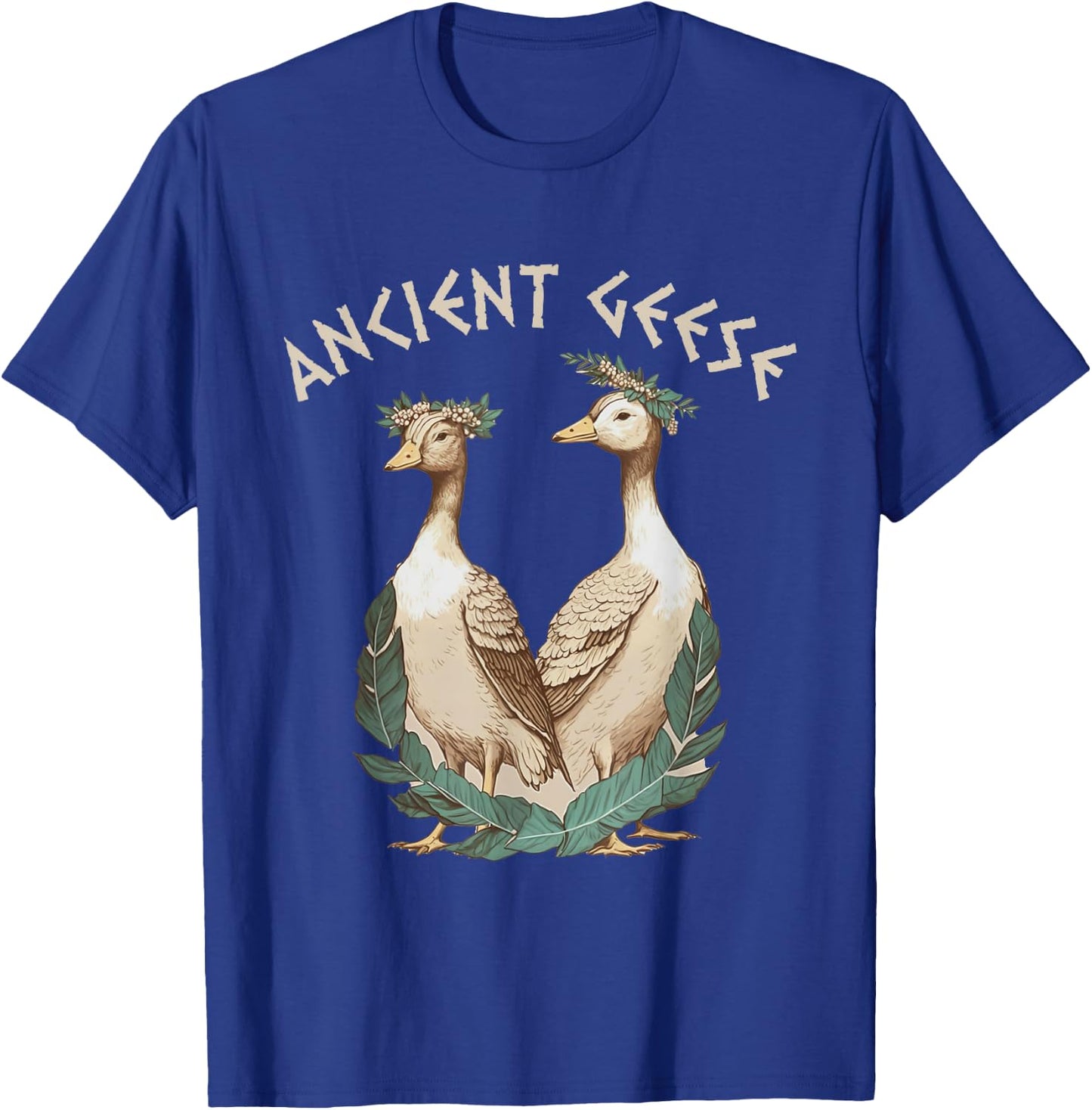 Ancient Greek Mythology Gods and Monsters | Ancient Geese Goose | Black T-Shirt - T-Shirt | Royal